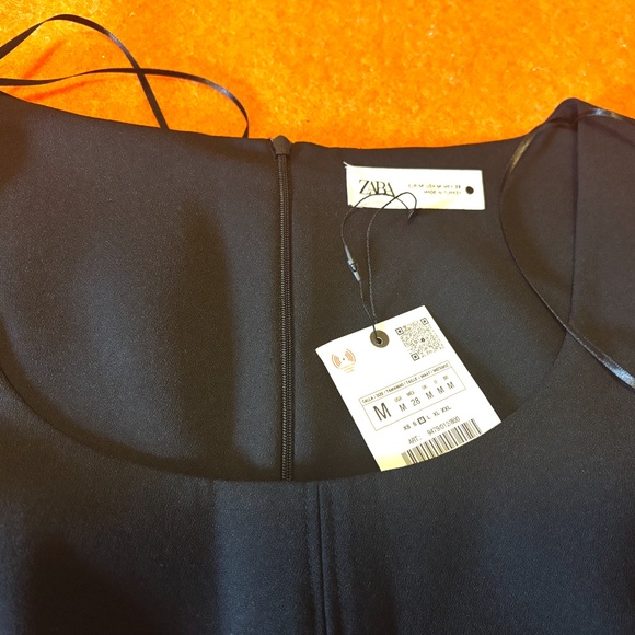 Zara black short sleeve mini dress made in Europe NWT - Picture 4 of 16